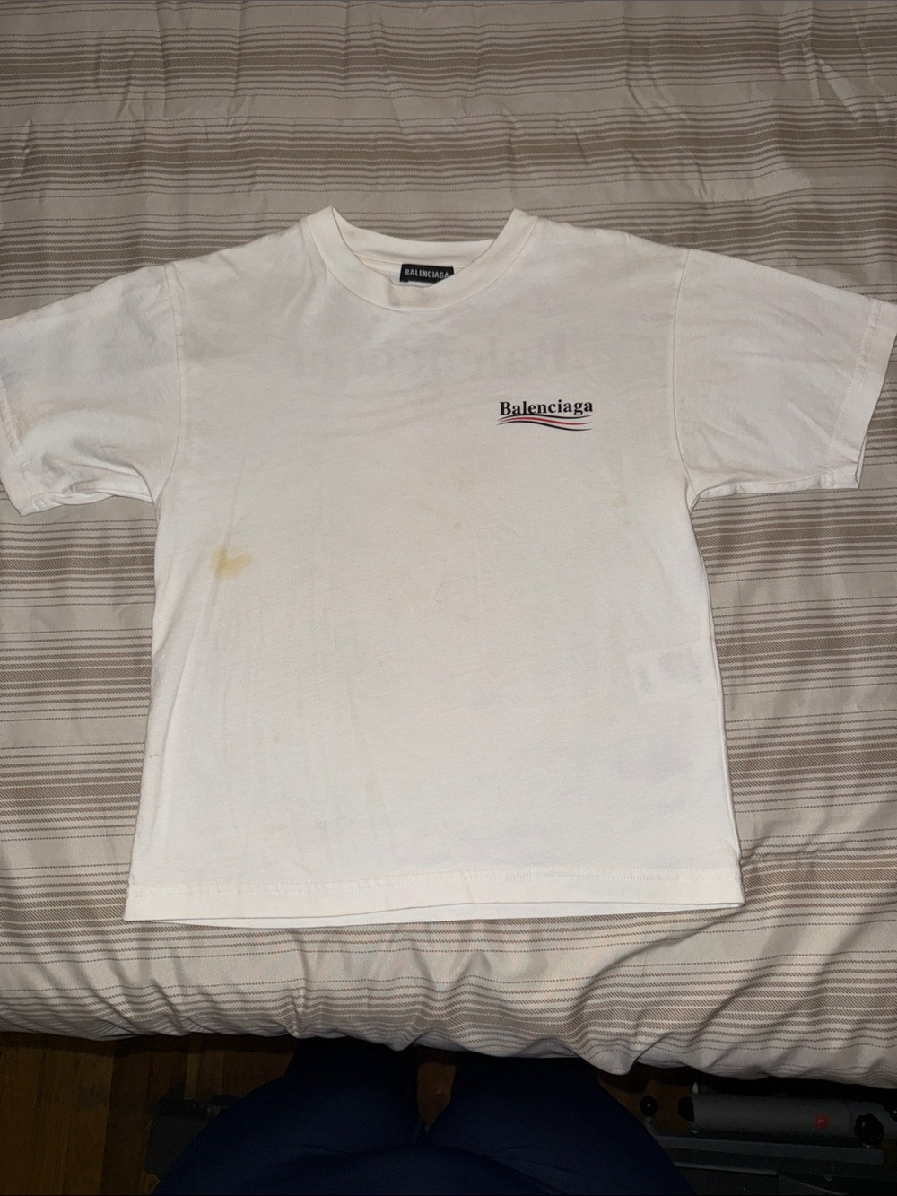 Balenciaga White Short Sleeve Logo Tee with Subtle Embroidery
